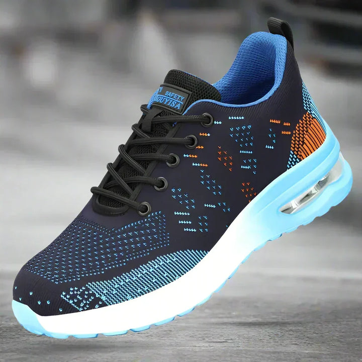 Chaussures de travail unisexes confortables avec embout de protection en acier. Antidérapantes, parfaites pour milieux professionnels.