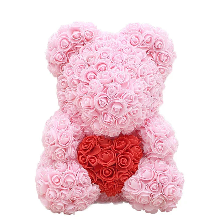 Cadeau romantique : ours en roses éternelles, fait main avec amour pour elle.