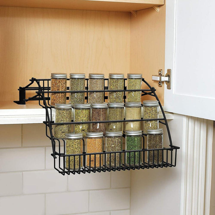 Étagère extensible 3 niveaux, idéale pour l'optimisation du rangement cuisine et placard.