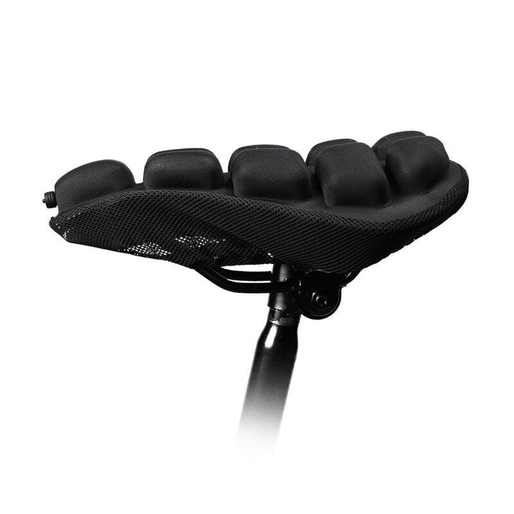 Selle de vélo LuxRide gonflable unisexe bleue. Confort supérieur, anti-choc et respirant. Parfait pour cyclistes.