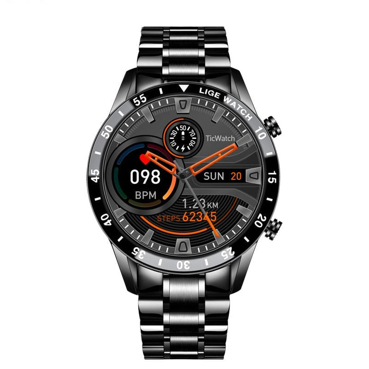 Montre connectée 4G discrète au poignet en milieu professionnel, gestion des appels et rappels importants.