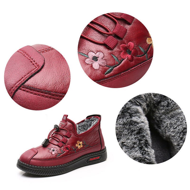 Chaussures de marche confortables pour femmes, imperméables, détails de broderie florale délicate.
