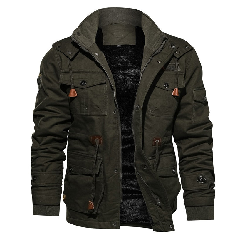 Veste d'hiver homme Logan chaude et robuste, couleur kaki, idéale pour l'extérieur et le style casual.
