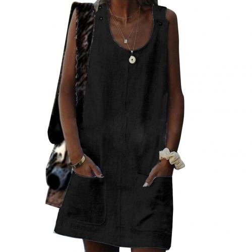 Magnifique robe d'été femme, confortable, sans manches, élégante et pratique avec ses poches.