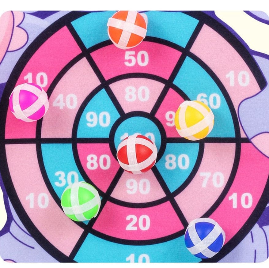 Jeu de fléchettes sécurisé pour jeune enfant, cible adhésive décor animaux, parfait pour jeux d'intérieur éducatifs.