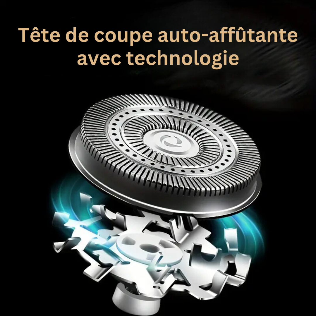 Rasoir de voyage SwiftShave, électrique et portable, sans fil, pour un rasage rapide et précis en toute situation.