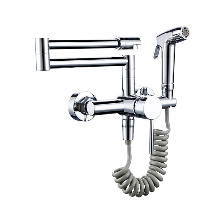 Mitigeur de cuisine à bec flexible professionnel, finition chrome brillant. Idéal pour un évier moderne.