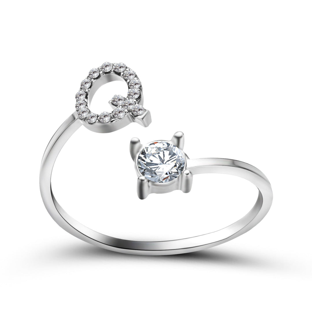 Bague alphabet ajustable, bijou élégant pour femme, tendance.