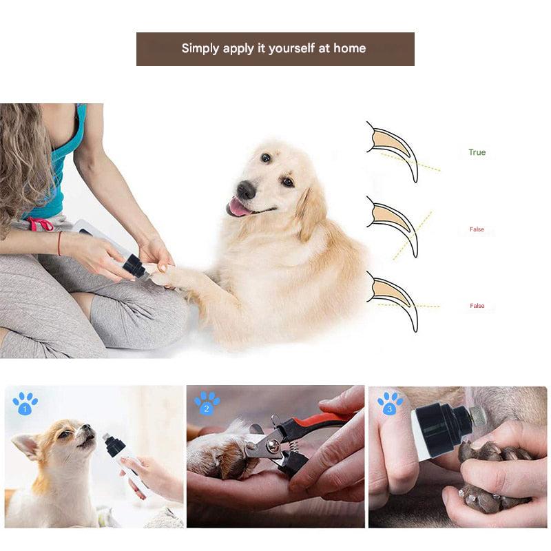Outil de soin des pattes électrique, lime à griffes douce et sécurisée pour le toilettage des animaux.