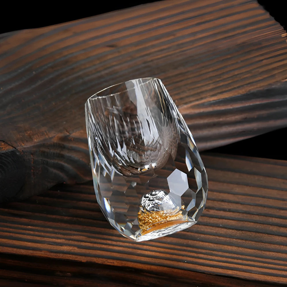 Ensemble de 2 verres à whisky en cristal de luxe, détails or, pour boissons premium et art de la table raffiné.