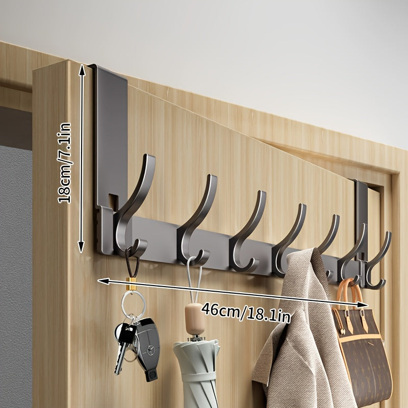 Porte-manteau mural discret avec plusieurs crochets doubles universels, fixation porte sans dommage.