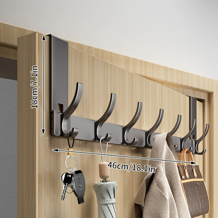 Porte-manteau mural discret avec plusieurs crochets doubles universels, fixation porte sans dommage.
