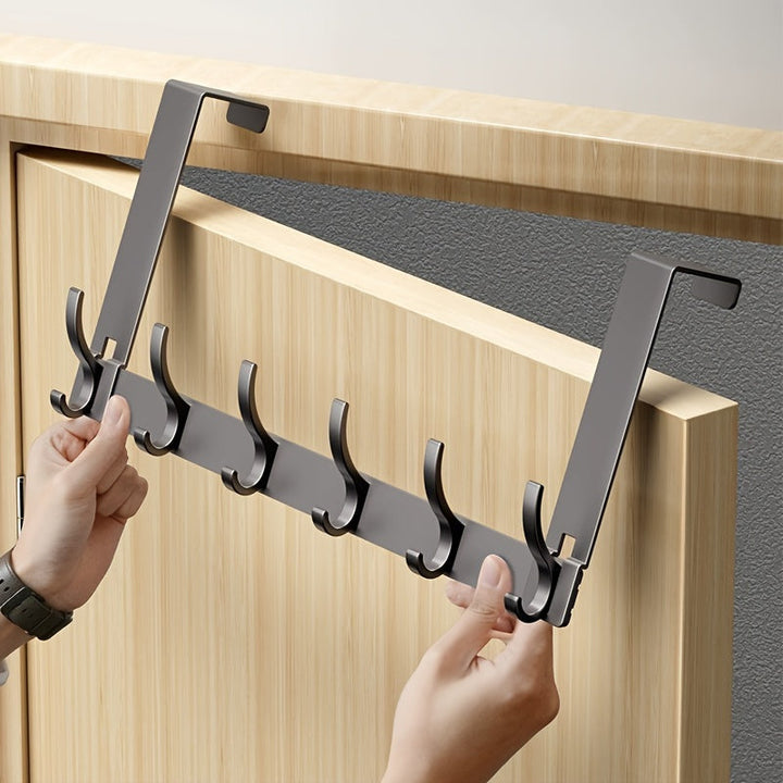 Rangement de porte multi-crochets doubles en aluminium, sans perçage, pour toute pièce de la maison.