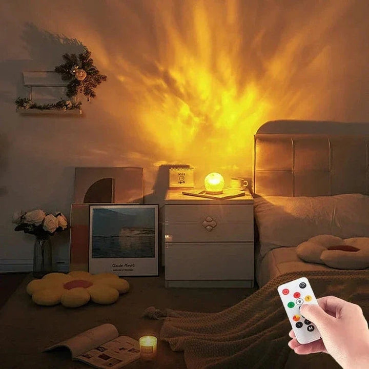 Projecteur LED d'ambiance avec effet vague d'eau, parfait pour la décoration intérieure et la création d'une atmosphère calme.