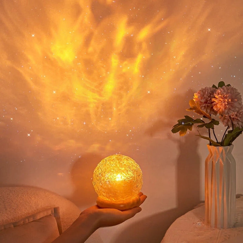 Veilleuse LED à projection d'ondes aquatiques, idéale pour créer une lumière d'ambiance relaxante dans votre intérieur.