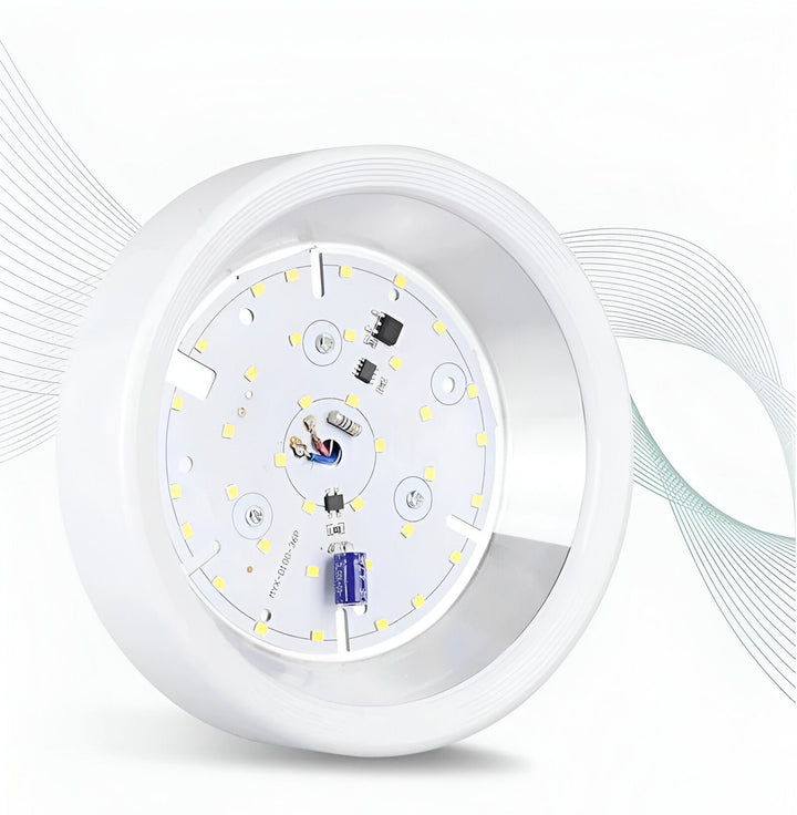 Luminaire LED rond, design contemporain pour éclairage général intérieur.