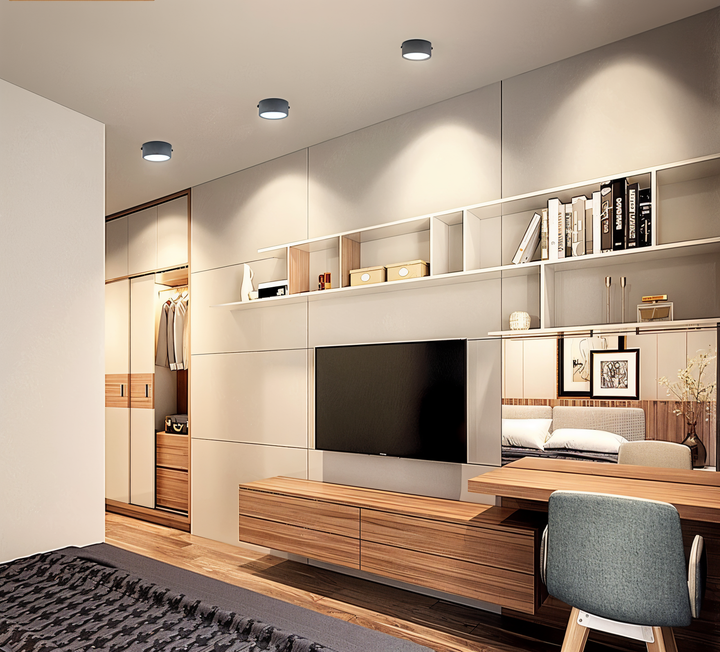Éclairage plafond LED ultra-mince, parfait pour cuisine ou couloir.
