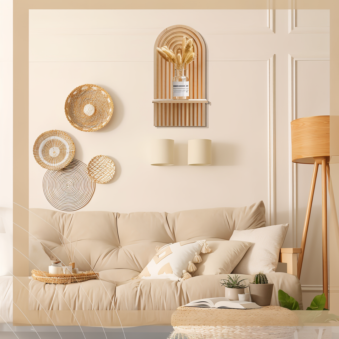 Détail de l'étagère murale ArchiLine en bois, montrant sa structure minimaliste et son esprit scandinave épuré.