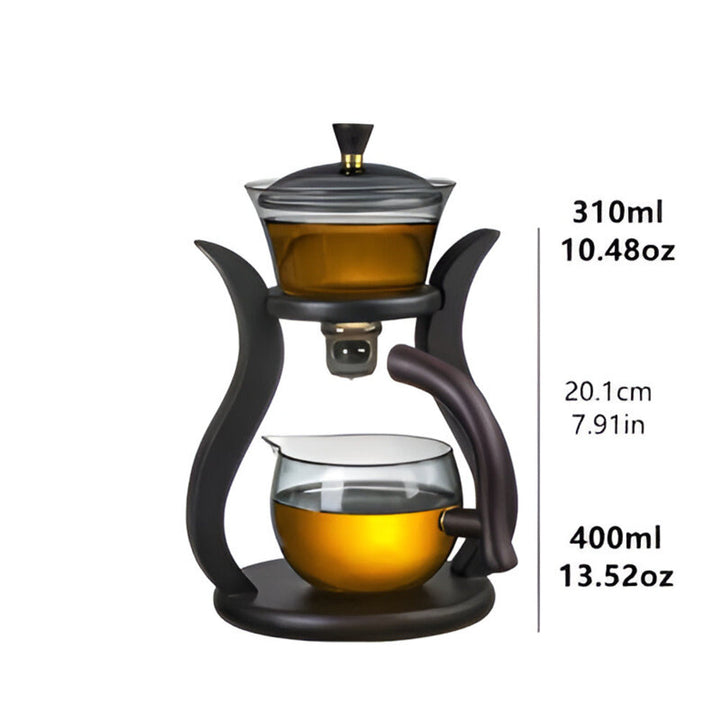 Infuseur à thé en verre avec support bois, un accessoire pratique et élégant pour la préparation de vos thés.