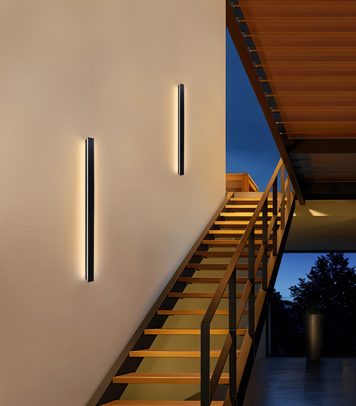 Lampe murale LED design moderne, IP65, lumière dimmable, parfait pour créer une ambiance élégante intérieur/extérieur.