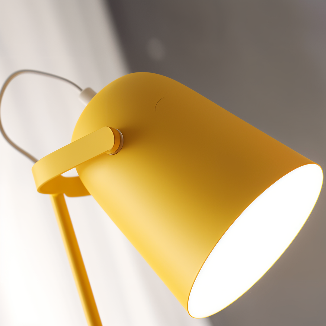 Lampe de bureau style macaron, design scandinave coloré, lumière douce et ajustable pour chambre.