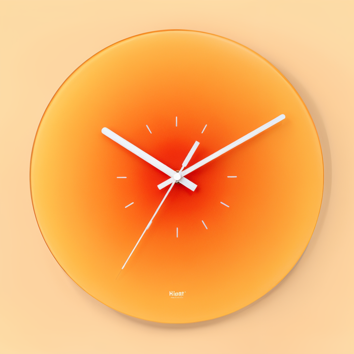 Horloge murale moderne en verre avec un superbe dégradé de couleurs. Silencieuse, parfaite pour salon, bureau, chambre.