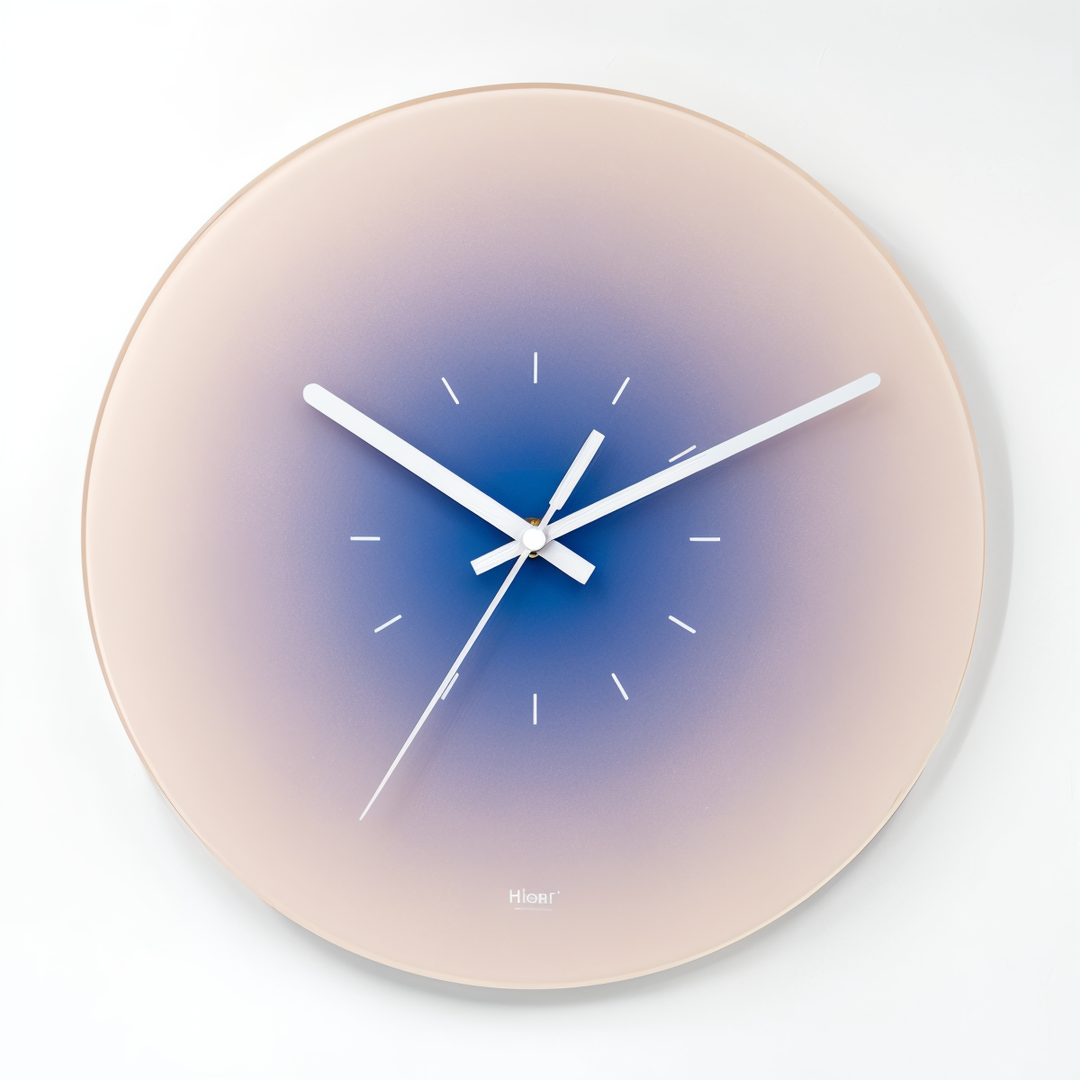 Design unique : horloge murale silencieuse en verre avec effet dégradé. Décoration murale moderne et colorée pour la maison.
