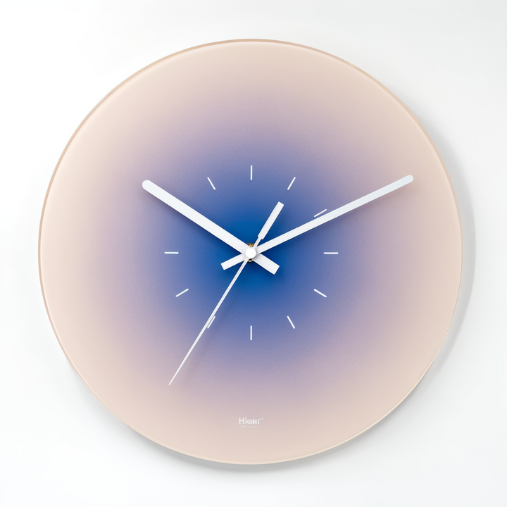 Design unique : horloge murale silencieuse en verre avec effet dégradé. Décoration murale moderne et colorée pour la maison.