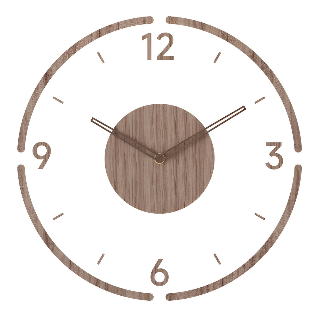 Horloge murale design moderne, silencieuse, mélange subtil d'acrylique et de bois.