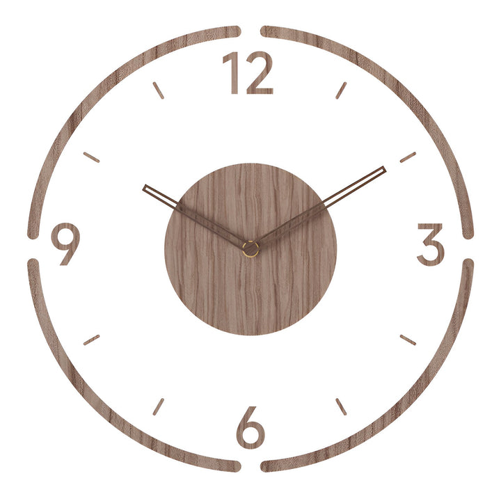 Horloge murale design moderne, silencieuse, mélange subtil d'acrylique et de bois.
