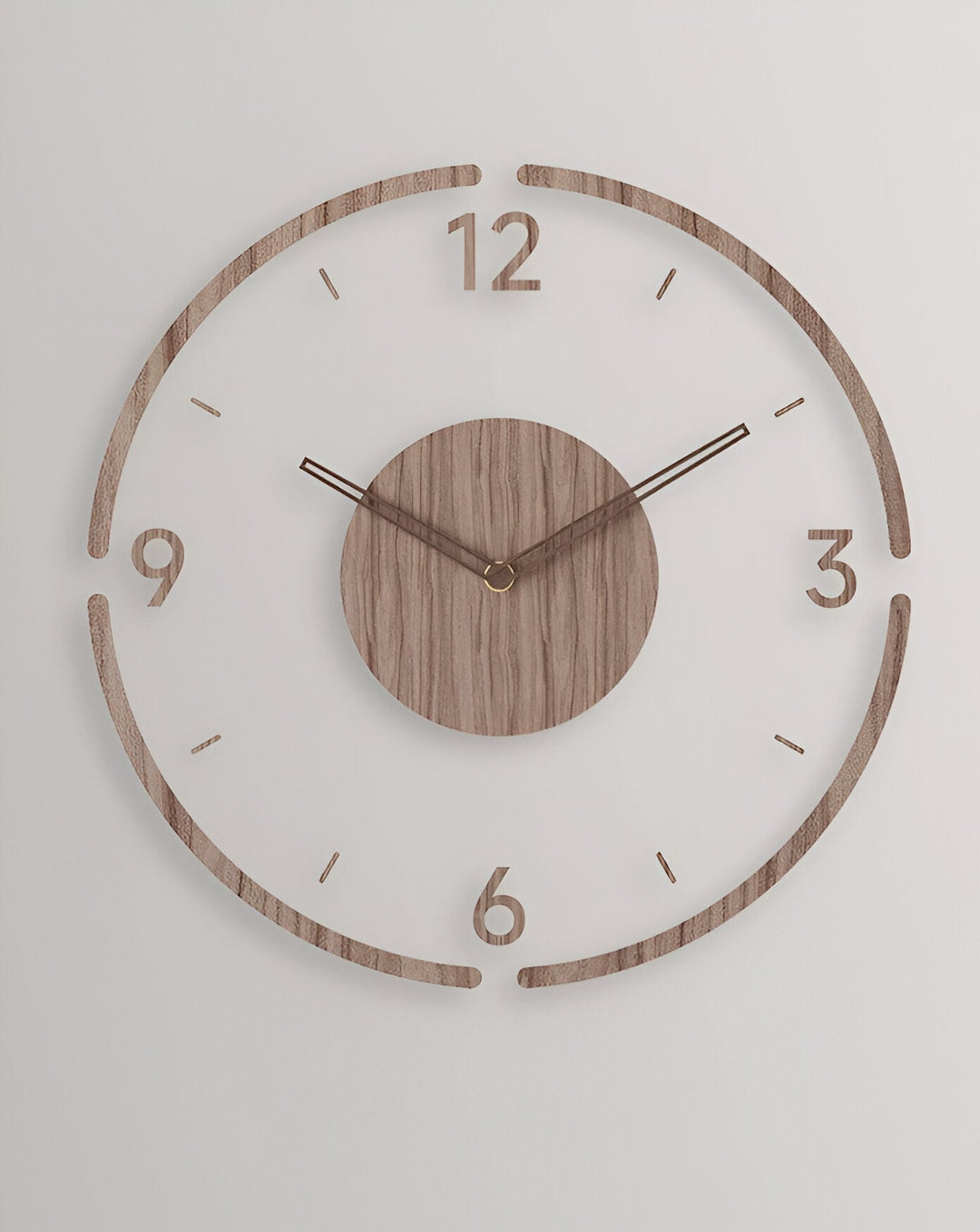 Horloge murale de bureau silencieuse, matériaux bois et acrylique, style design et moderne.