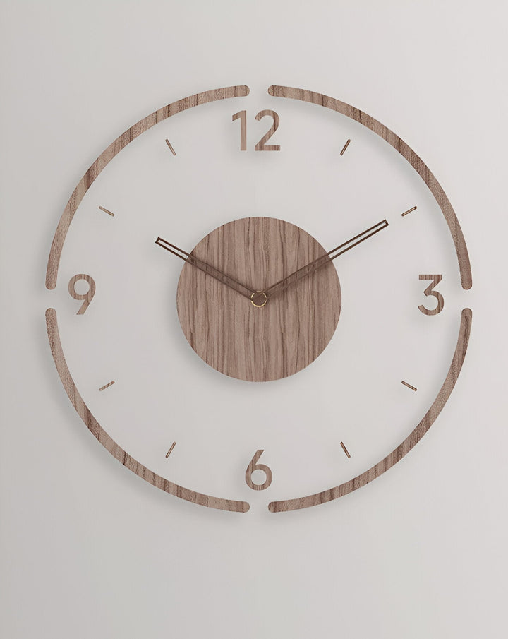Horloge murale de bureau silencieuse, matériaux bois et acrylique, style design et moderne.