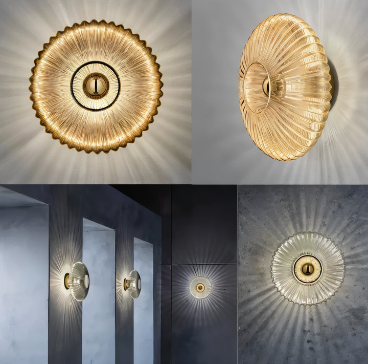 Luminaire LED rond design nordique. Applique murale élégante pour un éclairage intérieur contemporain.