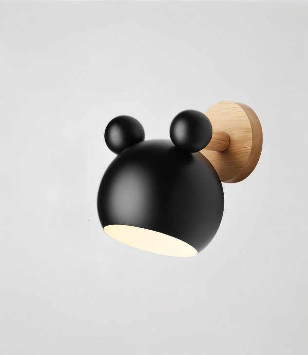 Lampe murale enfant, macaron rose pivotant, LED, design souris, éclairage doux et décoratif.
