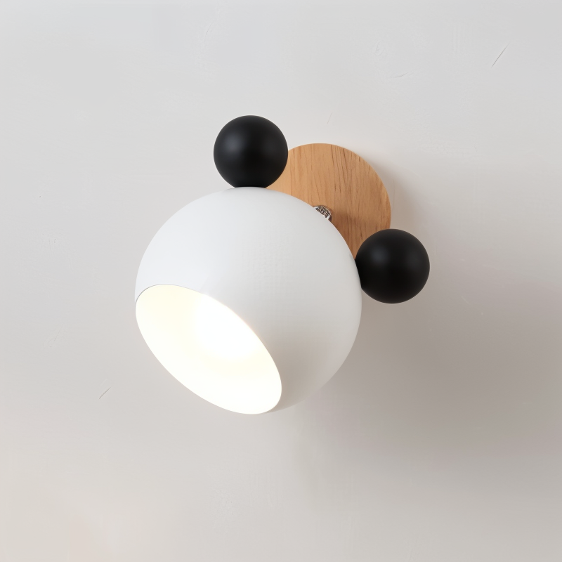 Applique murale moderne macaron bleu, pivotante, LED, design souris, éclairage doux chambre enfant.