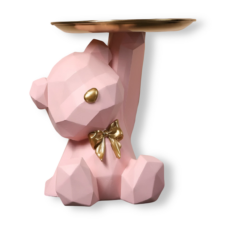 Plateau de rangement ours géométrique disponible en rose, orange, vert ou blanc, objet déco.