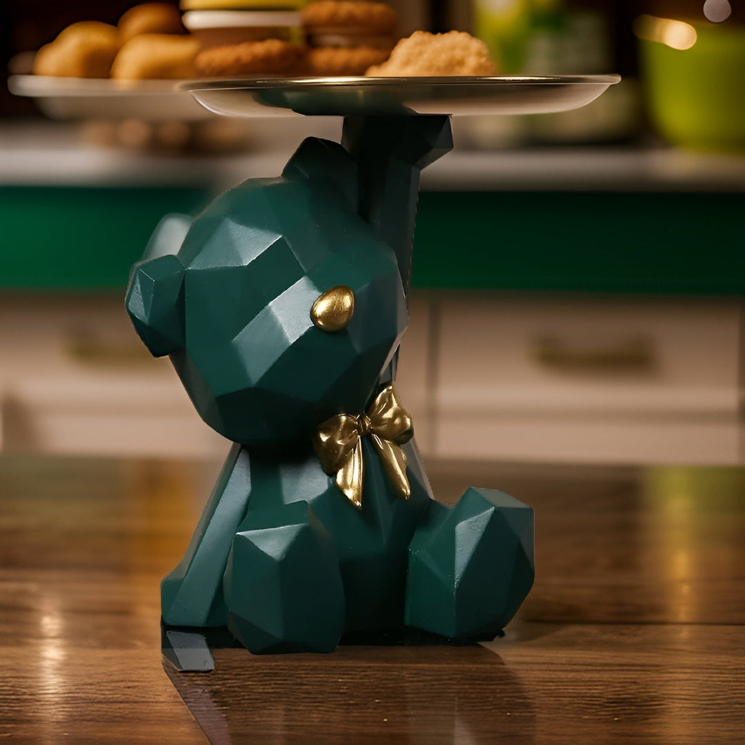 Plateau ours géométrique multi-usage pour clés, bijoux et décoration maison avec style.