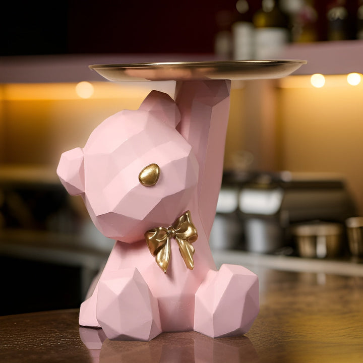 Plateau de service ours géométrique orange, un objet déco tendance pour votre entrée.