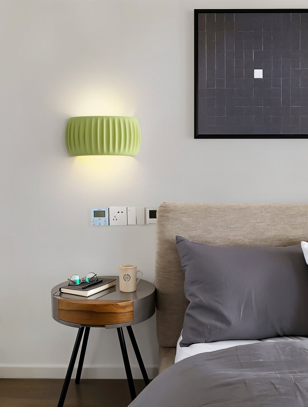 Lampe murale LED design Macaron, rayée, style nordique, disponible en vert, orange, blanc.