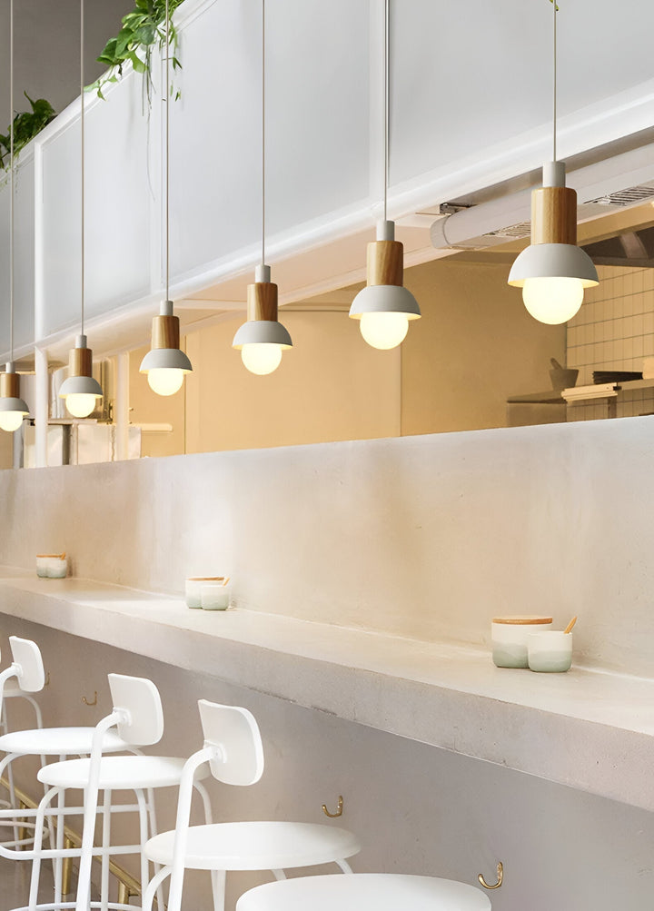 Lampe suspendue scandinave, macaron vert pour salon ou salle à manger.