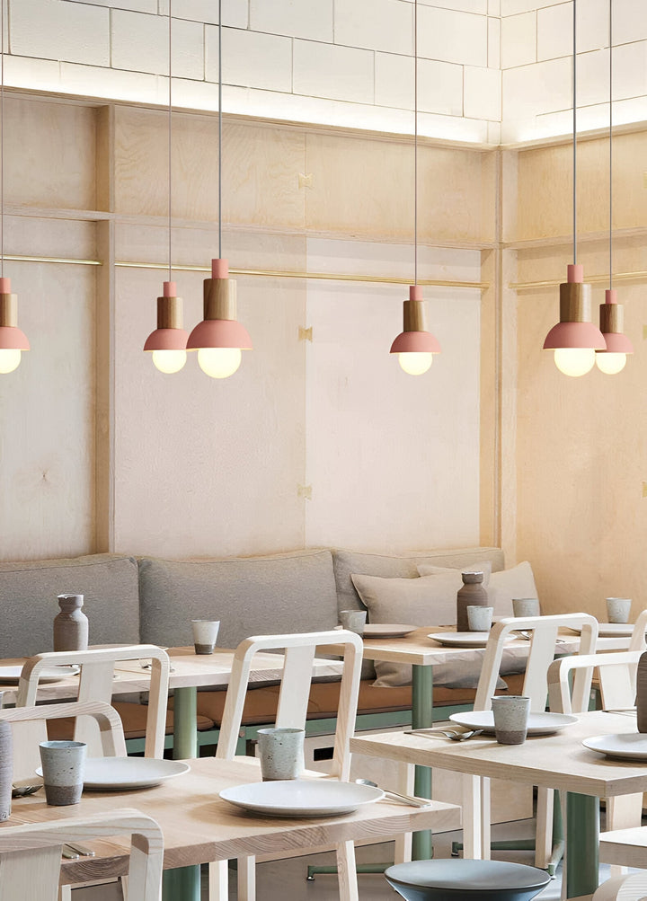 Lampe salle à manger, design nordique macaron bleu, lumière d'ambiance.