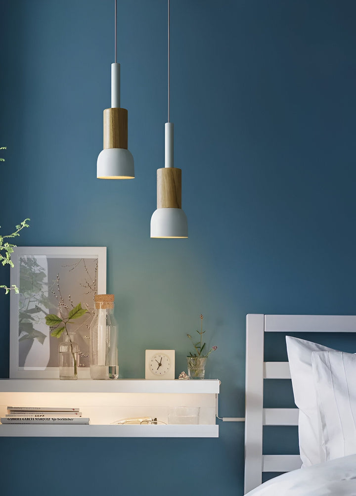 Lampe macaron suspendue, luminaire doux pour chambre ou bureau.