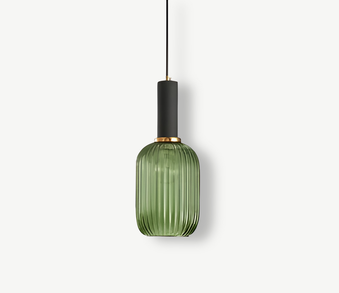 Suspension luminaire rétro en verre cannelé, un choix stylé pour un éclairage doux.