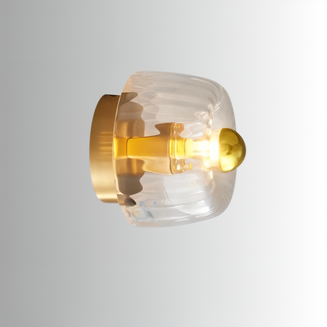 Éclairez votre chambre avec cette applique LED verre strié, design Bauhaus moderne.