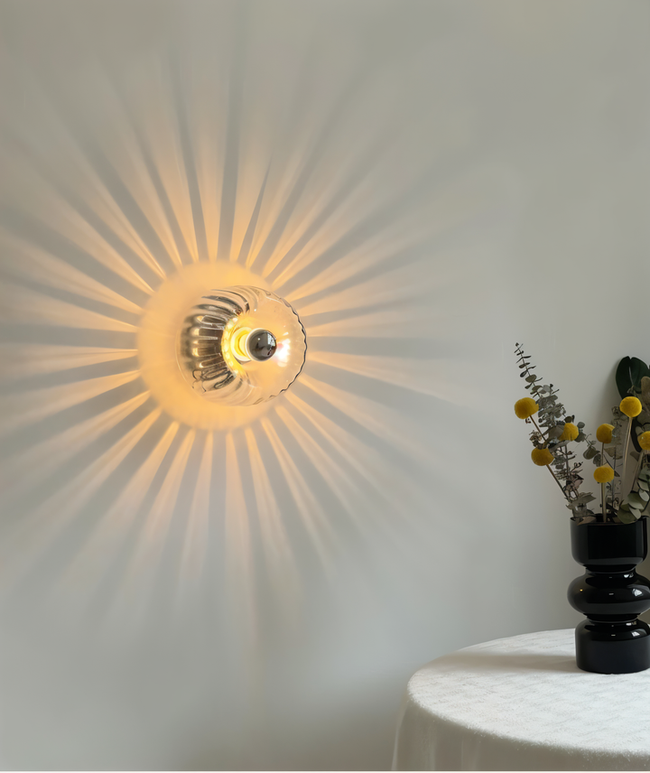 Éclairage intérieur LED Bauhaus, applique murale décorative en verre strié.