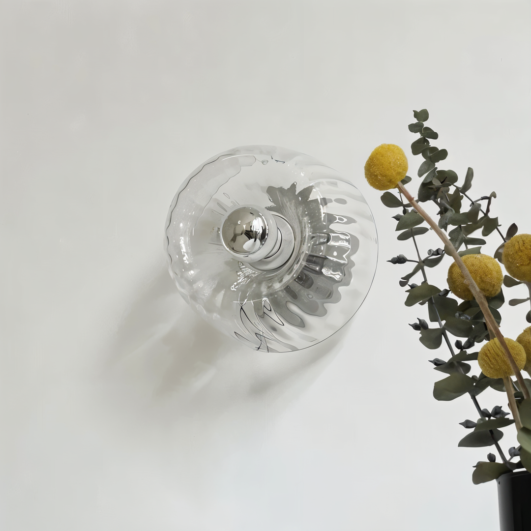 Applique murale LED style Bauhaus, verre strié, pour une décoration intérieure raffinée.