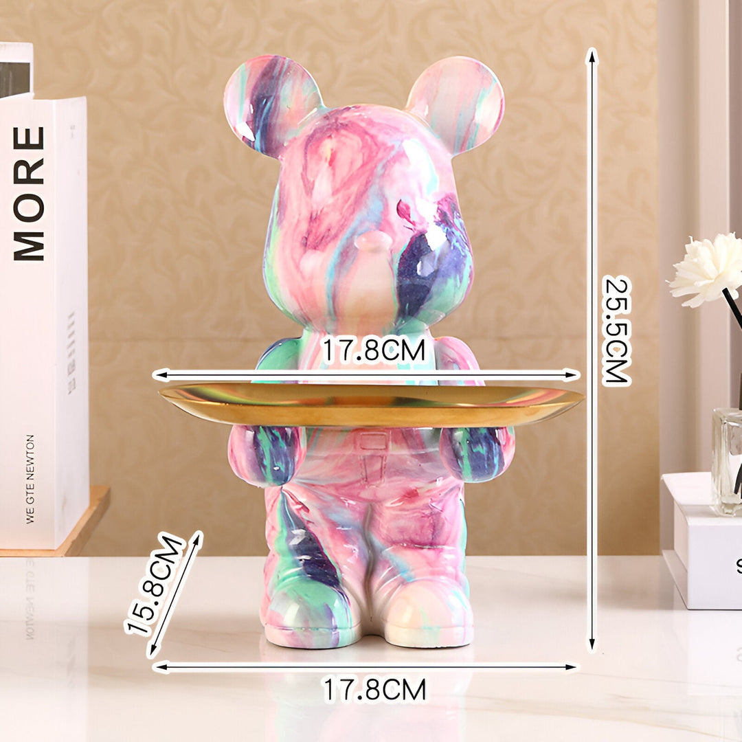 Sculpture d'ours décoratif luxe, figurine en résine élégante, parfaite pour la décoration maison et le rangement.
