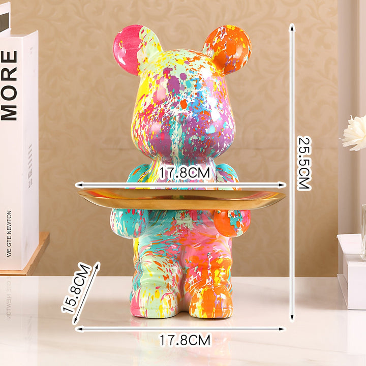 Ours décoratif moderne, figurine et organisateur de rangement élégant en résine pour un intérieur stylé.