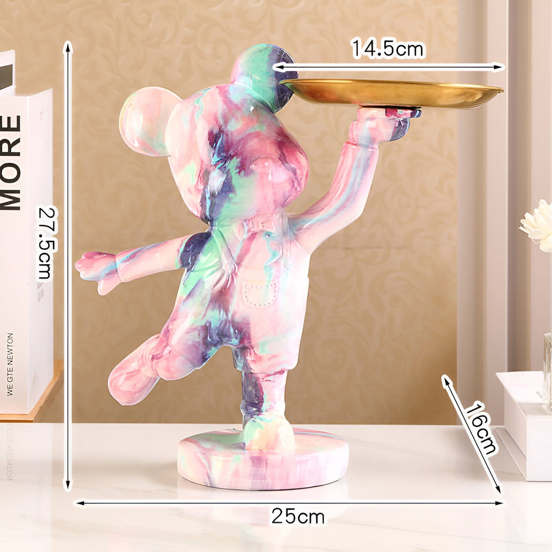 Ours décoratif art de table, vide-poche élégant et figurine en résine, idéal pour le rangement maison.