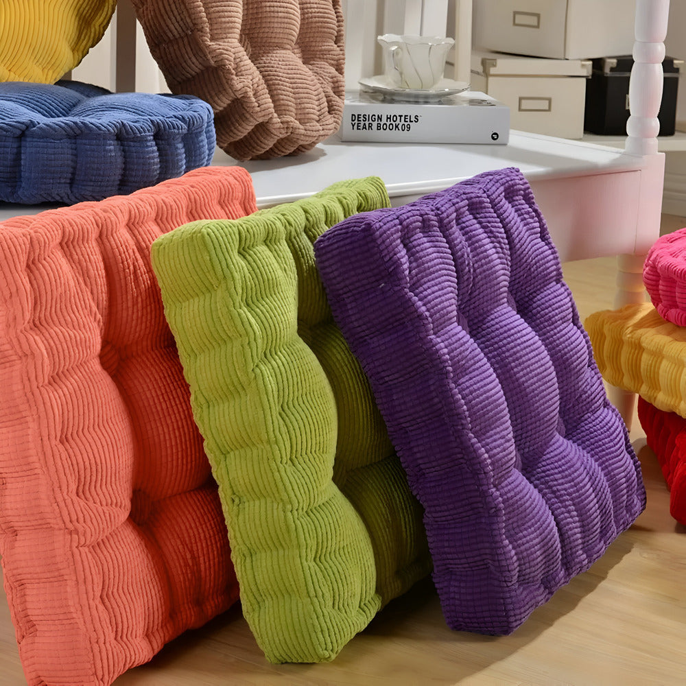Coussin rond en coton doux pour méditation, yoga ou assise confortable dans votre salon.